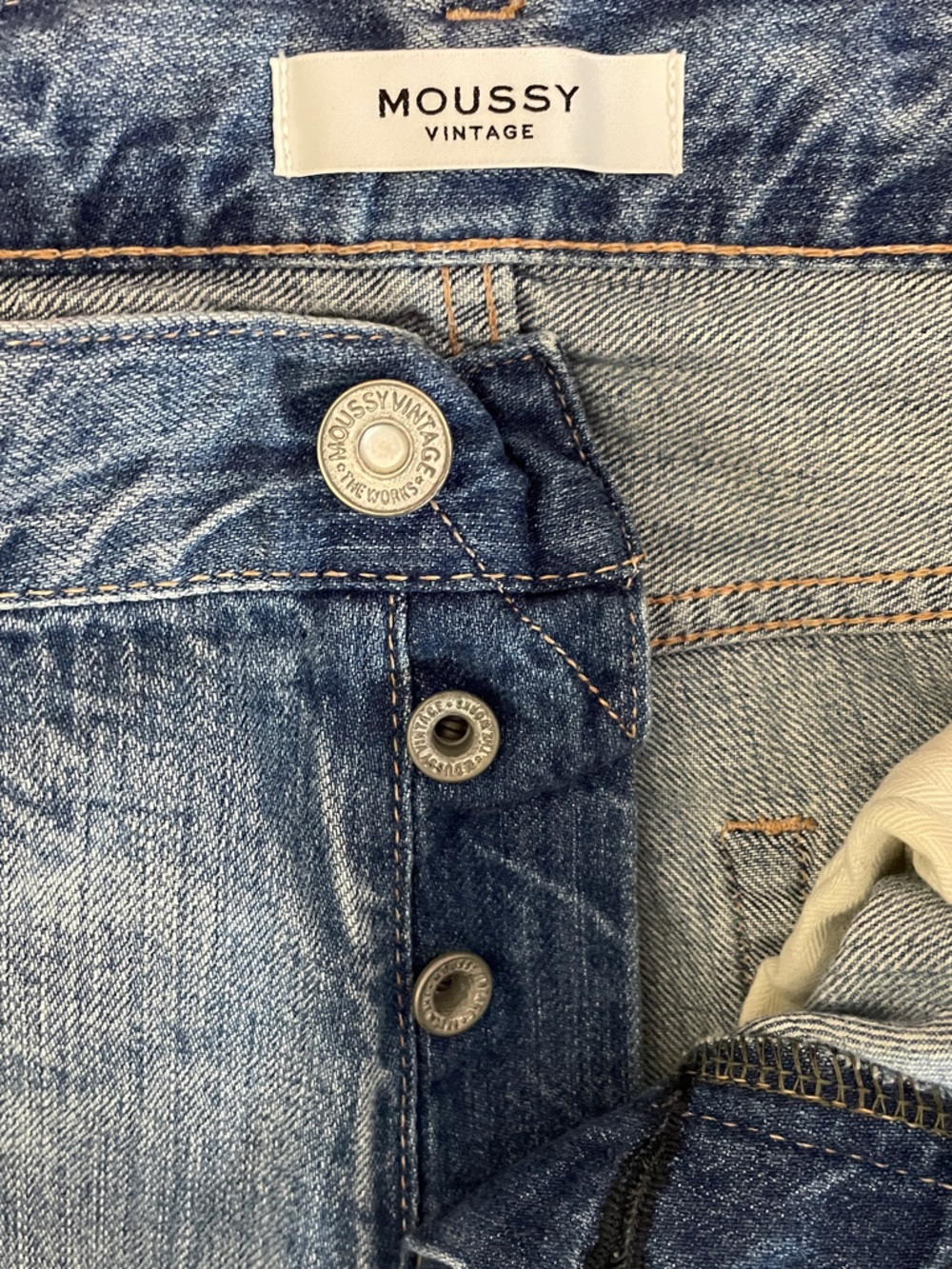 Moussy Vintage Selvedge Jeans Women's 28 Button Fly Straight Leg Distressed - Picture 13 of 16